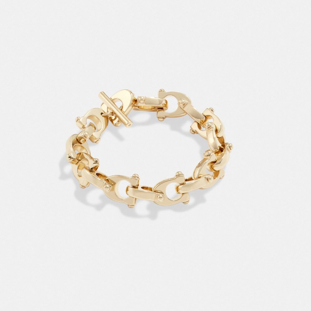 Gold Coach Chunky Signature Chain Link Bracelet | COH866151