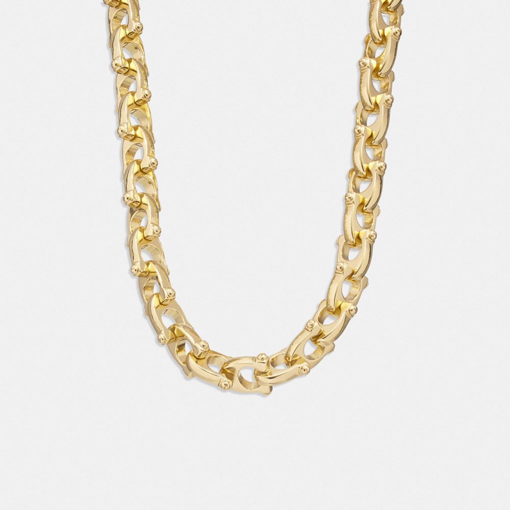 Gold Coach Chunky Signature Chain Link Necklace | COH866160