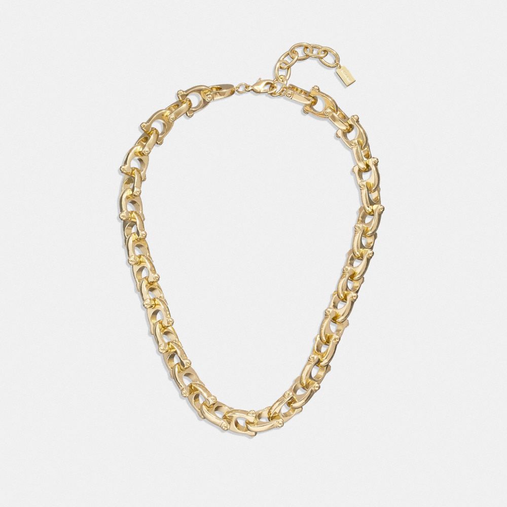 Gold Coach Chunky Signature Chain Link Necklace | COH866160