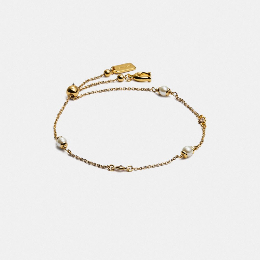 Gold Coach Classic Crystal Pearl Slider Bracelet | COH866166