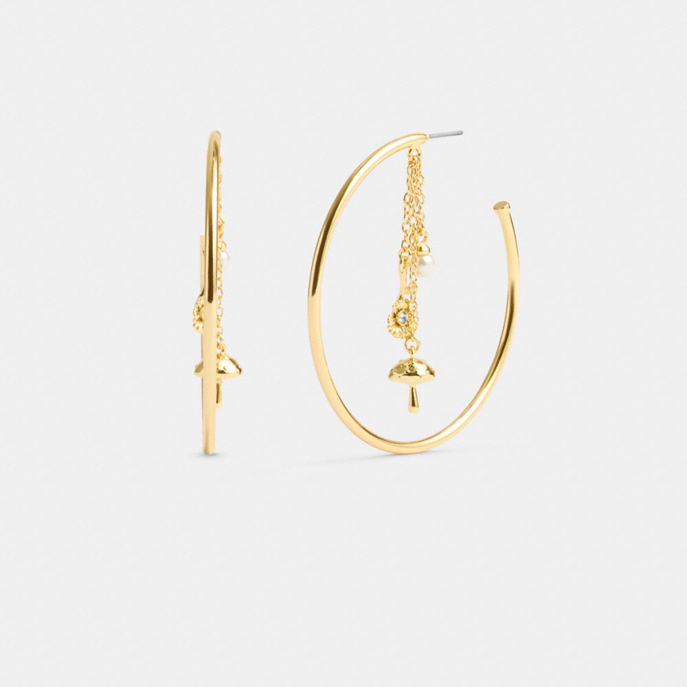 Gold Coach Garden Charms Hoop Earrings | COH866141