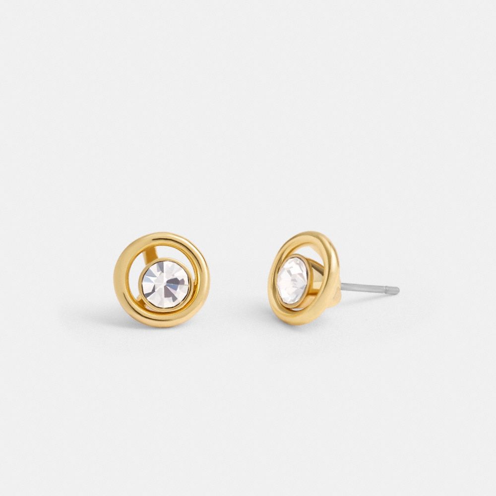 Gold Coach Halo Round Stud Earrings | COH866121