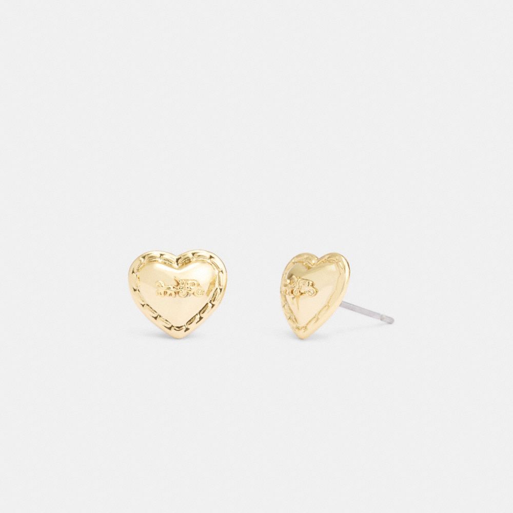 Gold Coach Horse And Carriage Heart Stud Earrings | COH866220