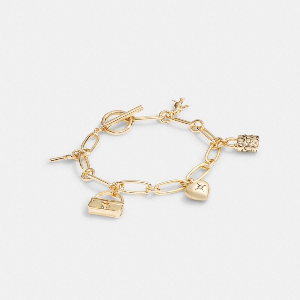 Gold Coach Iconic Charm Chain Bracelet | COH866177