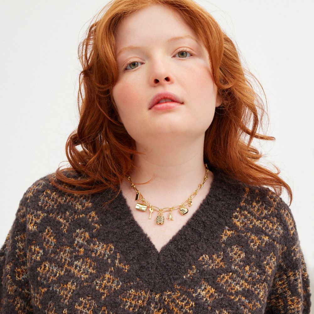 Gold Coach Iconic Charm Chain Necklace | COH866157