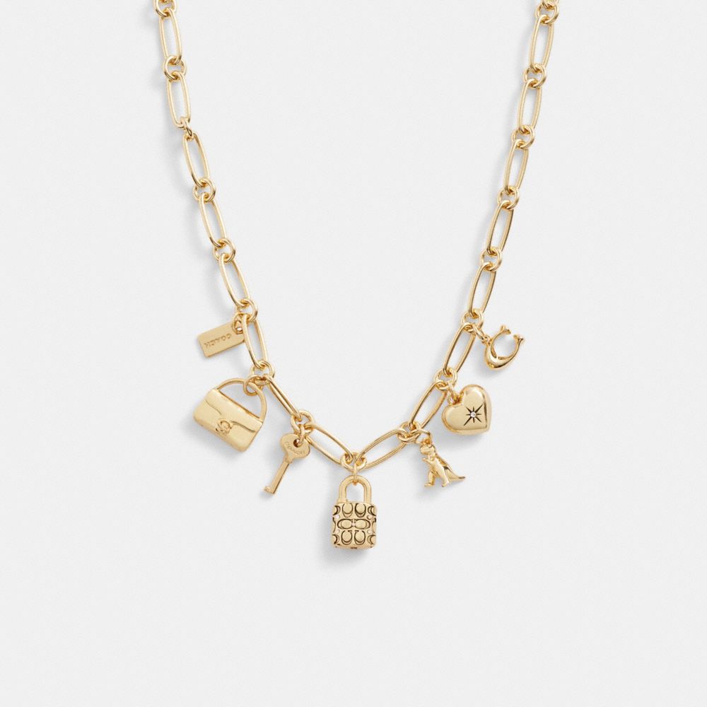 Gold Coach Iconic Charm Chain Necklace | COH866157