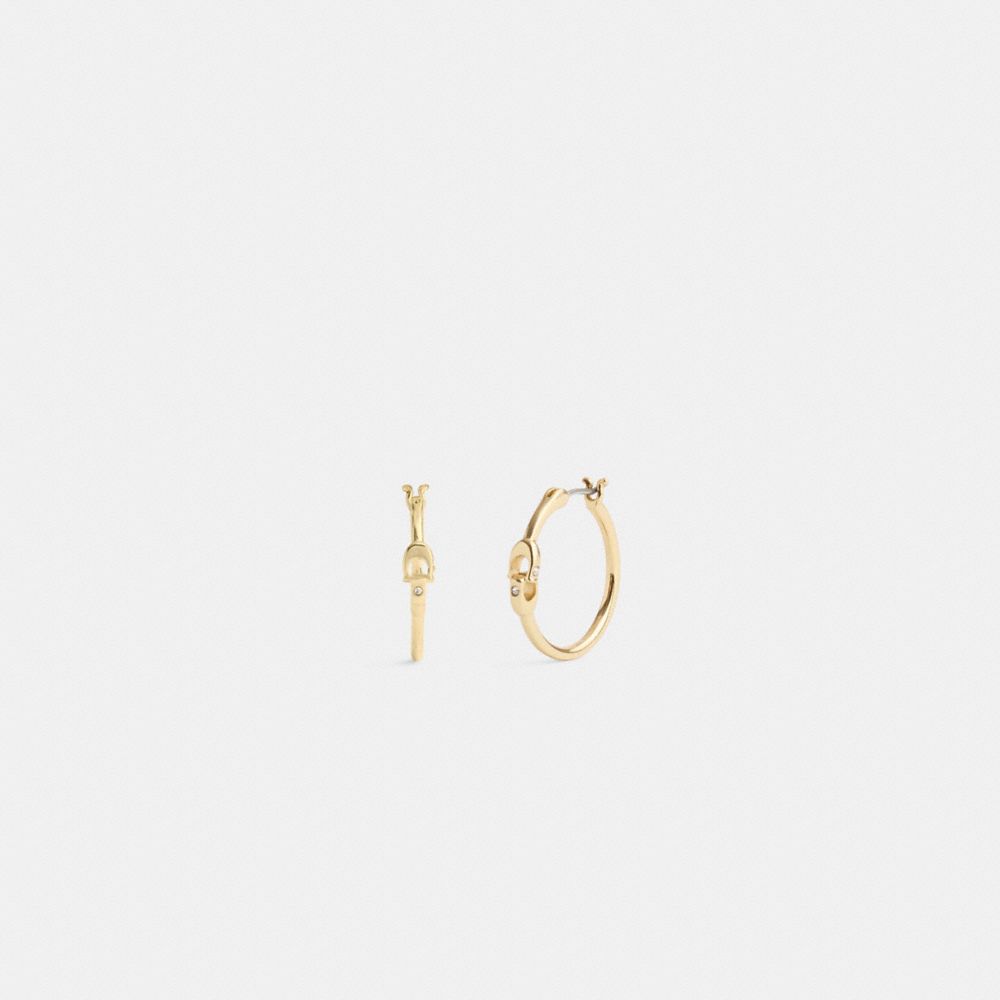 Gold Coach Interlocking Signature Small Hoop Earrings | COH866201