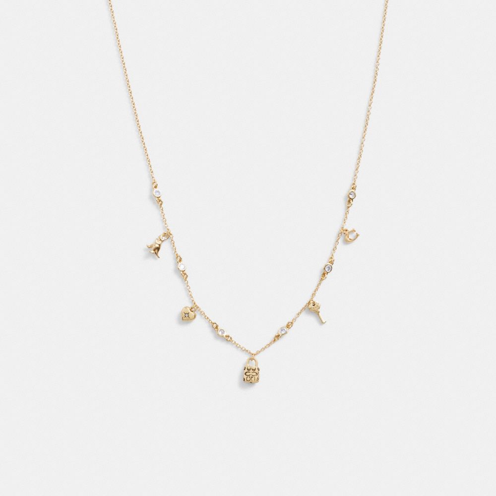 Gold Coach Mini Iconic Charm Necklace | COH866189