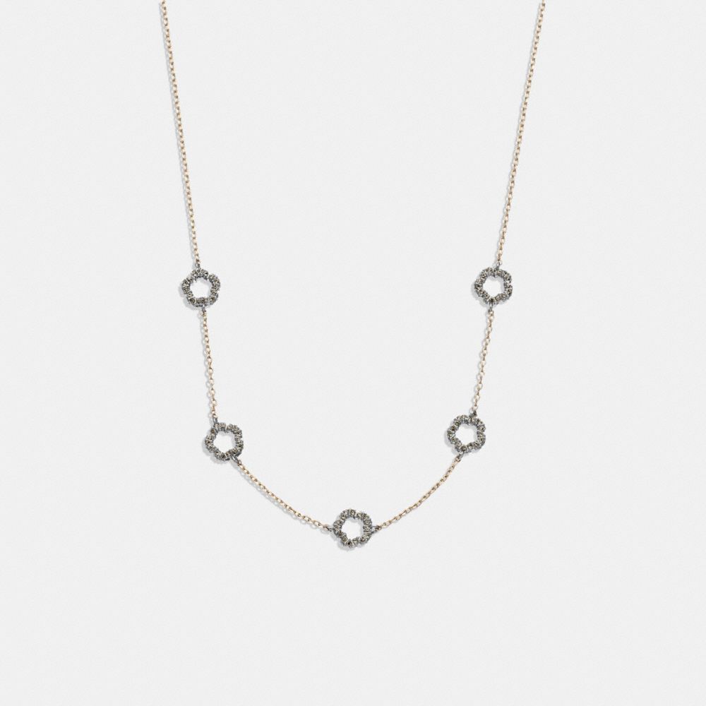 Gold Coach Pavé Tea Rose Necklace | COH866108