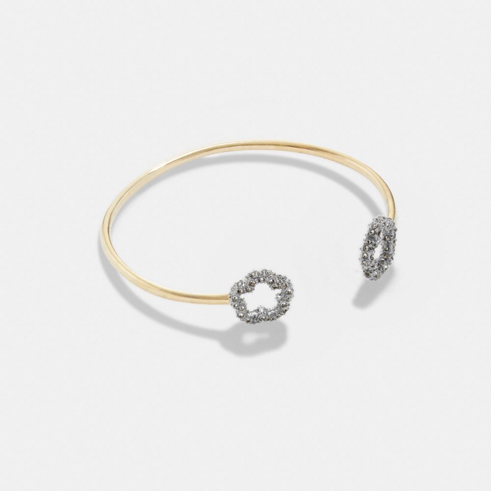 Gold Coach Pavé Tea Rose Open Cuff Bracelet | COH866126