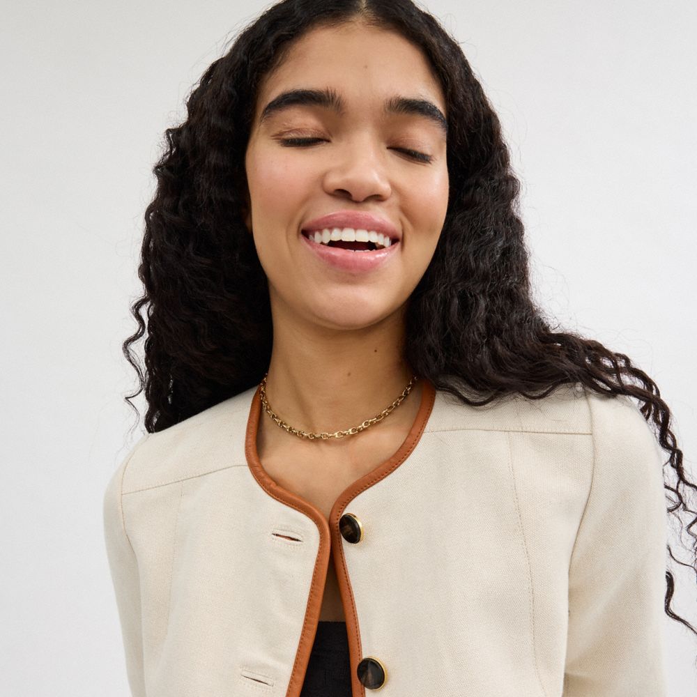 Gold Coach Signature Chain Link Choker Necklace | COH866142