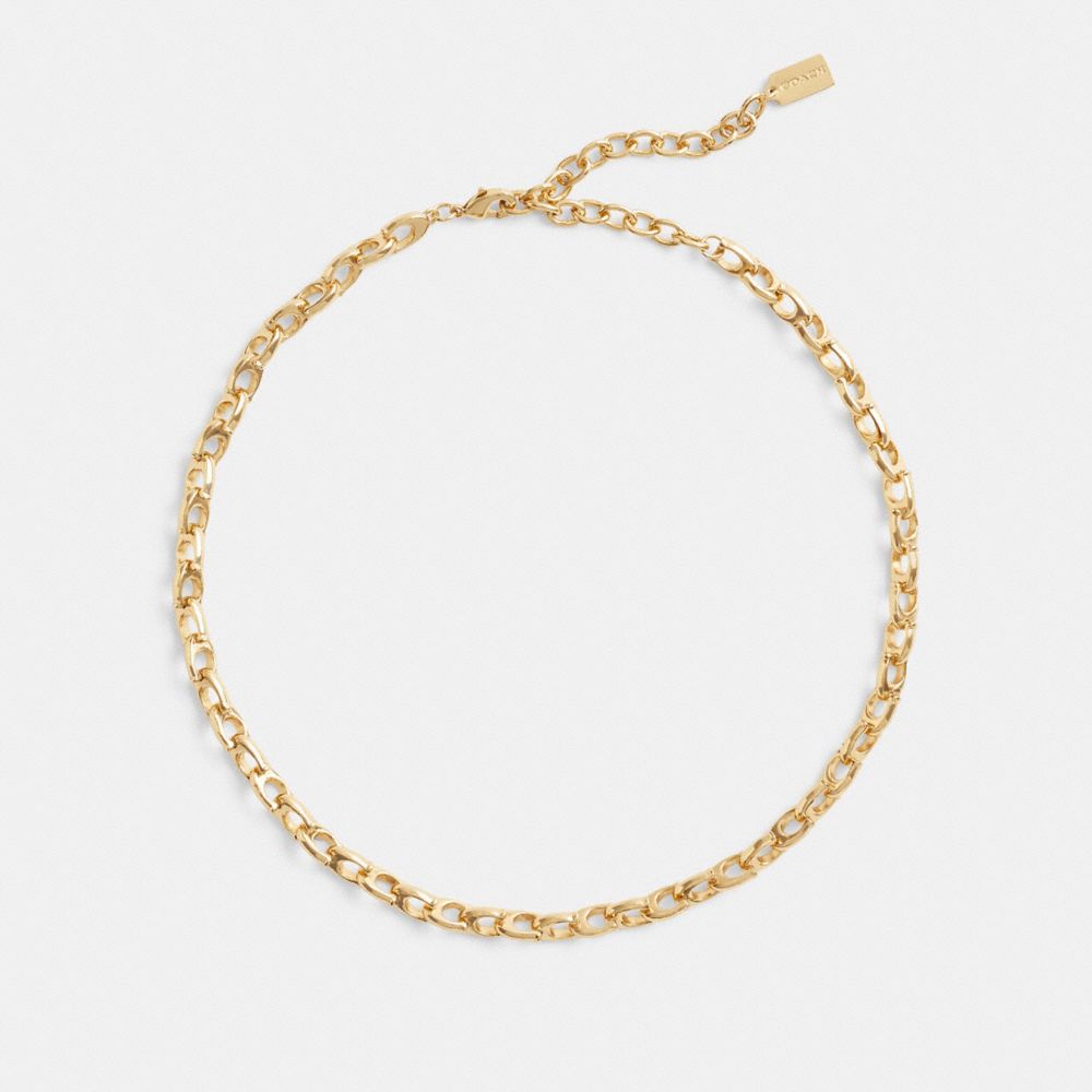 Gold Coach Signature Chain Link Choker Necklace | COH866142