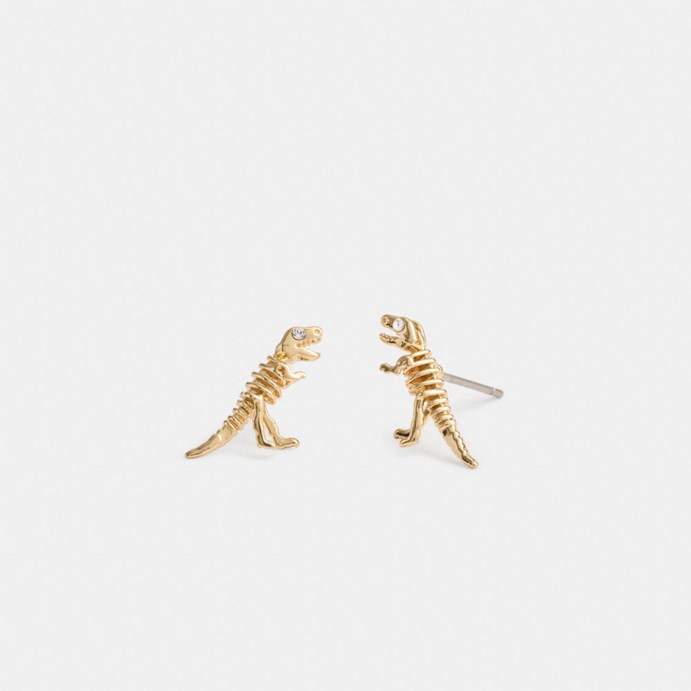 Gold Coach Skeletal Rexy Stud Earrings | COH866135