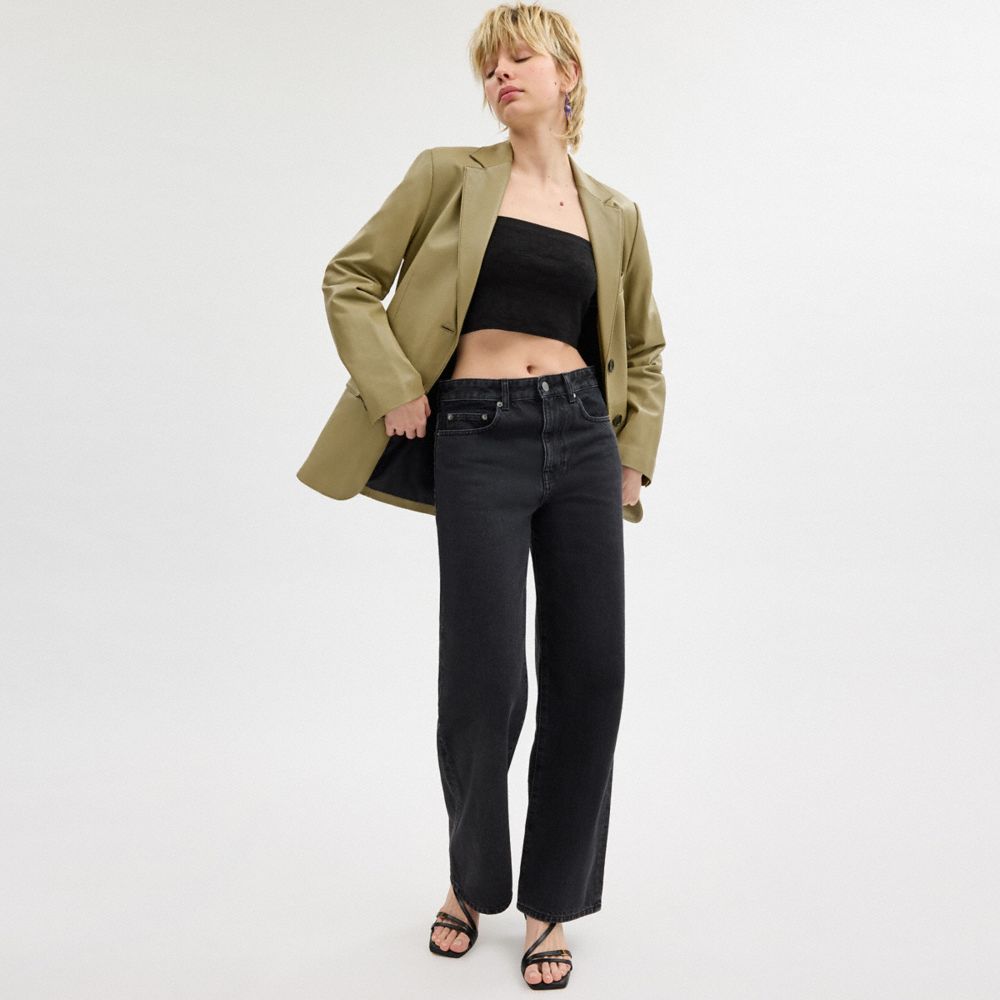 Green Coach Leather Blazer | COH865914