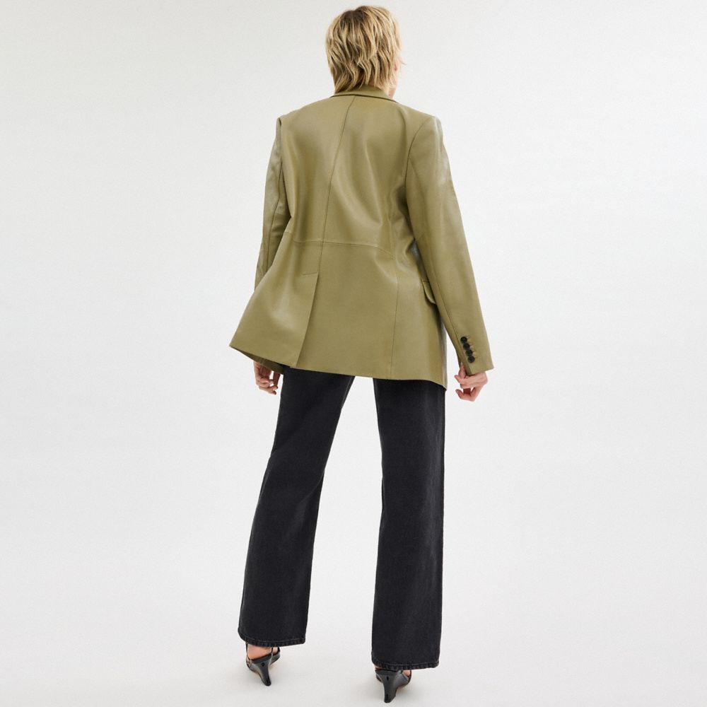 Green Coach Leather Blazer | COH865914