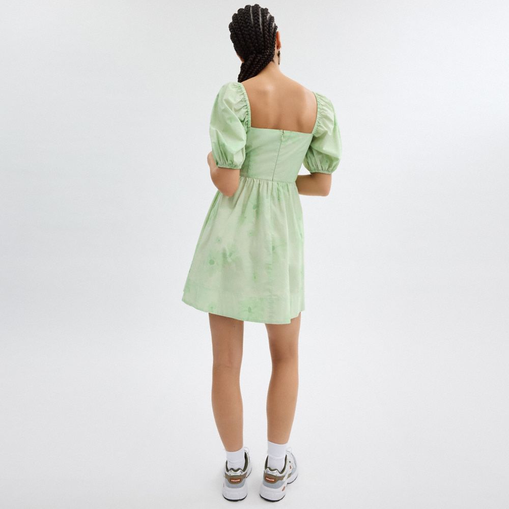 Green Coach Puff Sleeve Mini Dress | COH866054