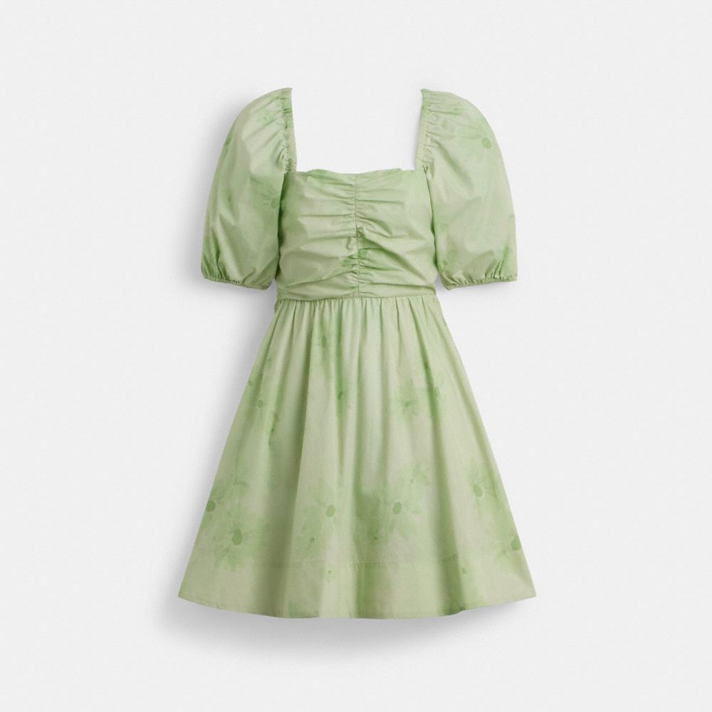 Green Coach Puff Sleeve Mini Dress | COH866054