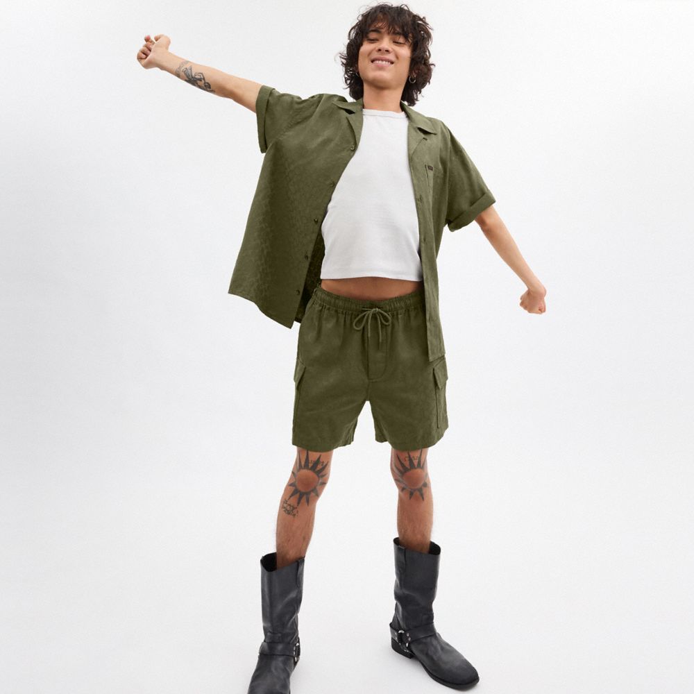 Green Coach Signature Shorts In Organic Cotton | COH866954