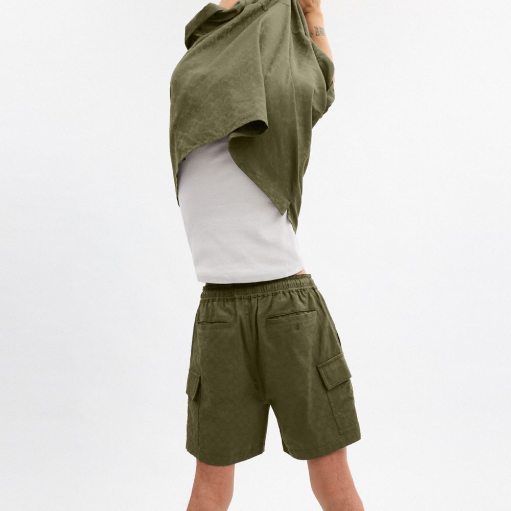 Green Coach Signature Shorts In Organic Cotton | COH866954