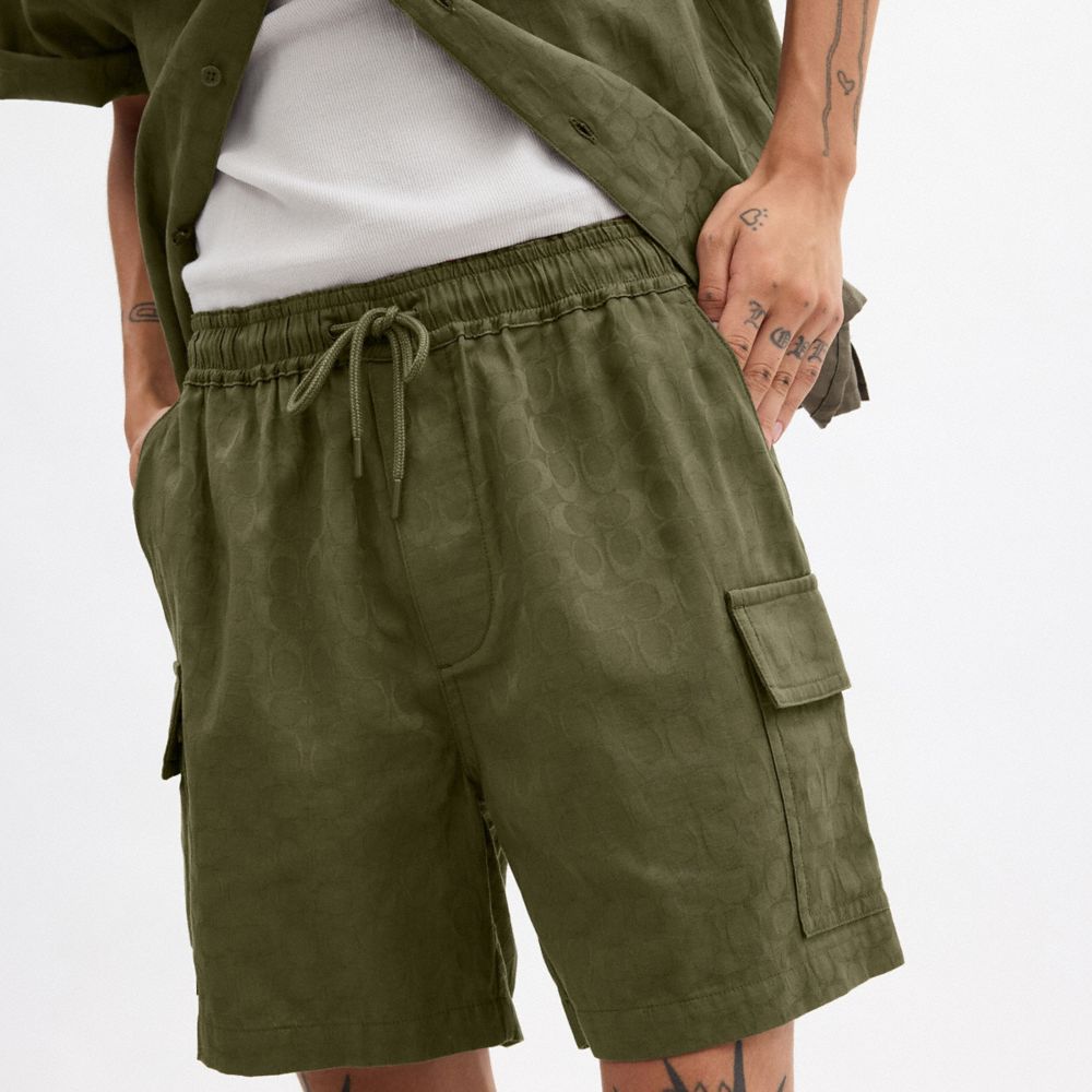 Green Coach Signature Shorts In Organic Cotton | COH866954