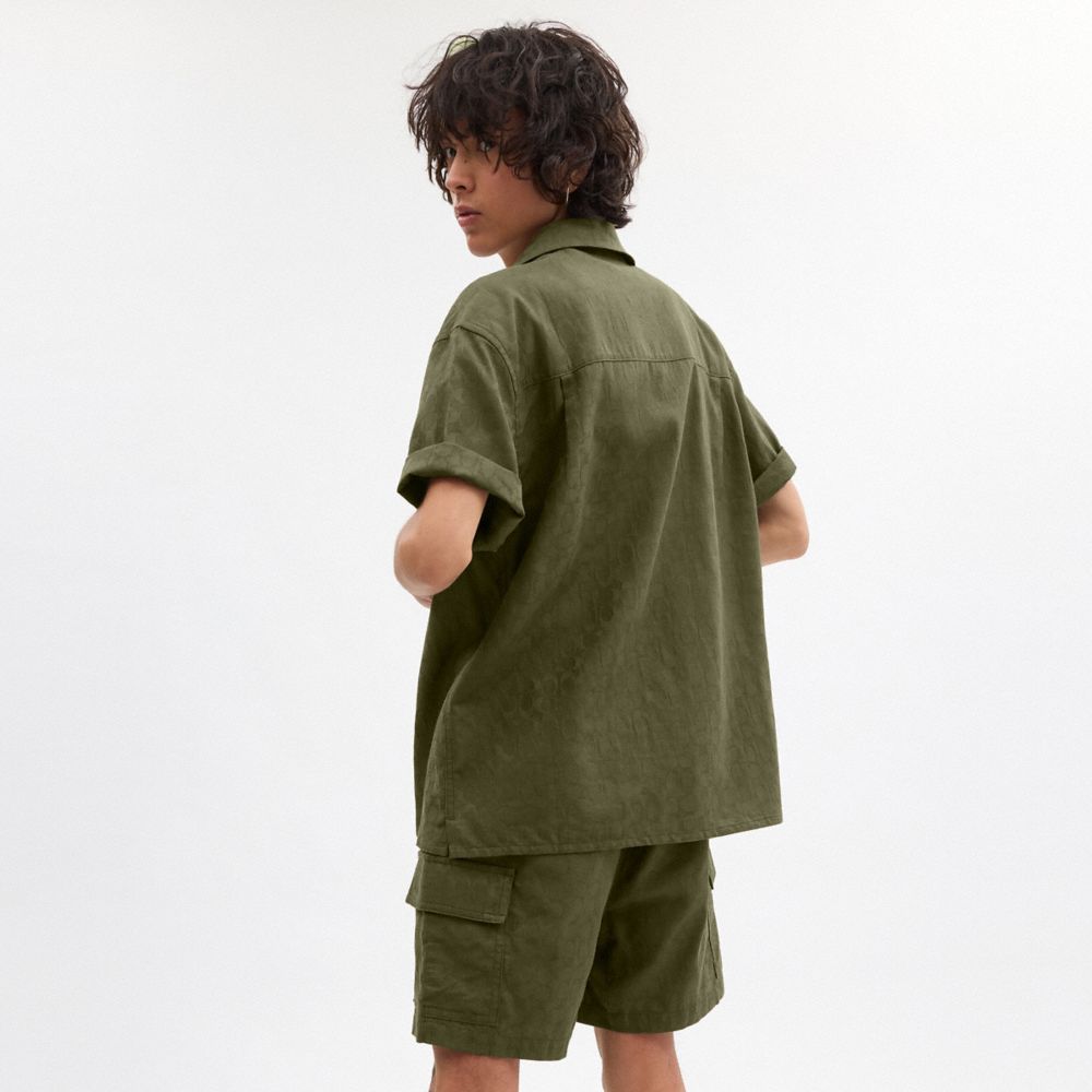 Green Coach Signature Woven Shirt In Organic Cotton | COH866909