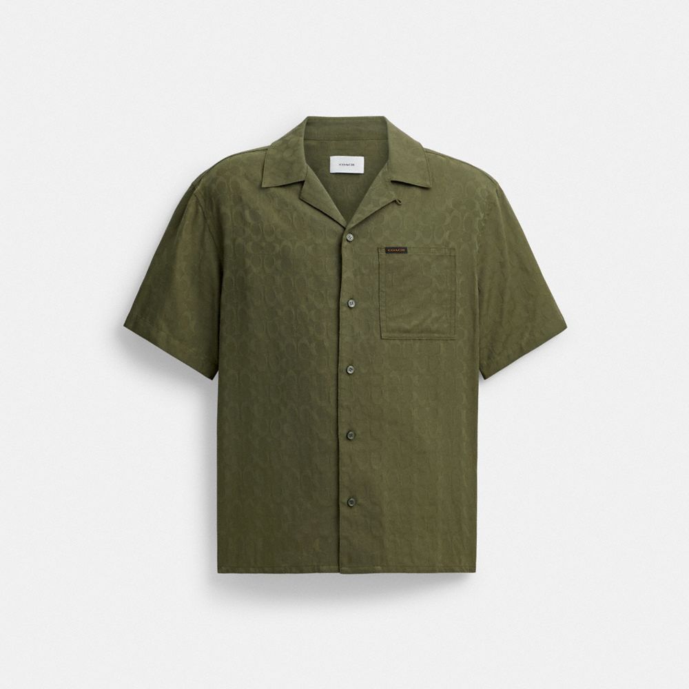 Green Coach Signature Woven Shirt In Organic Cotton | COH866909
