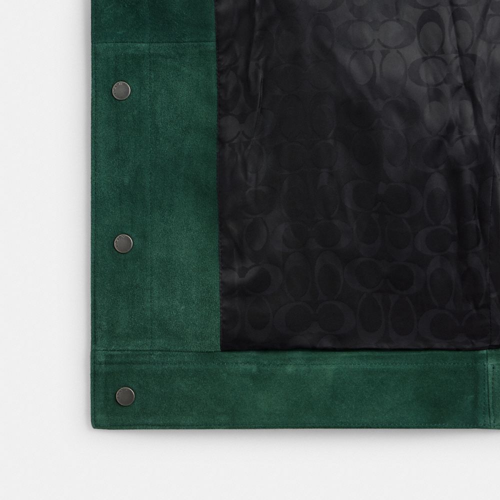 Green Coach Suede Leather Jacket | COH866857
