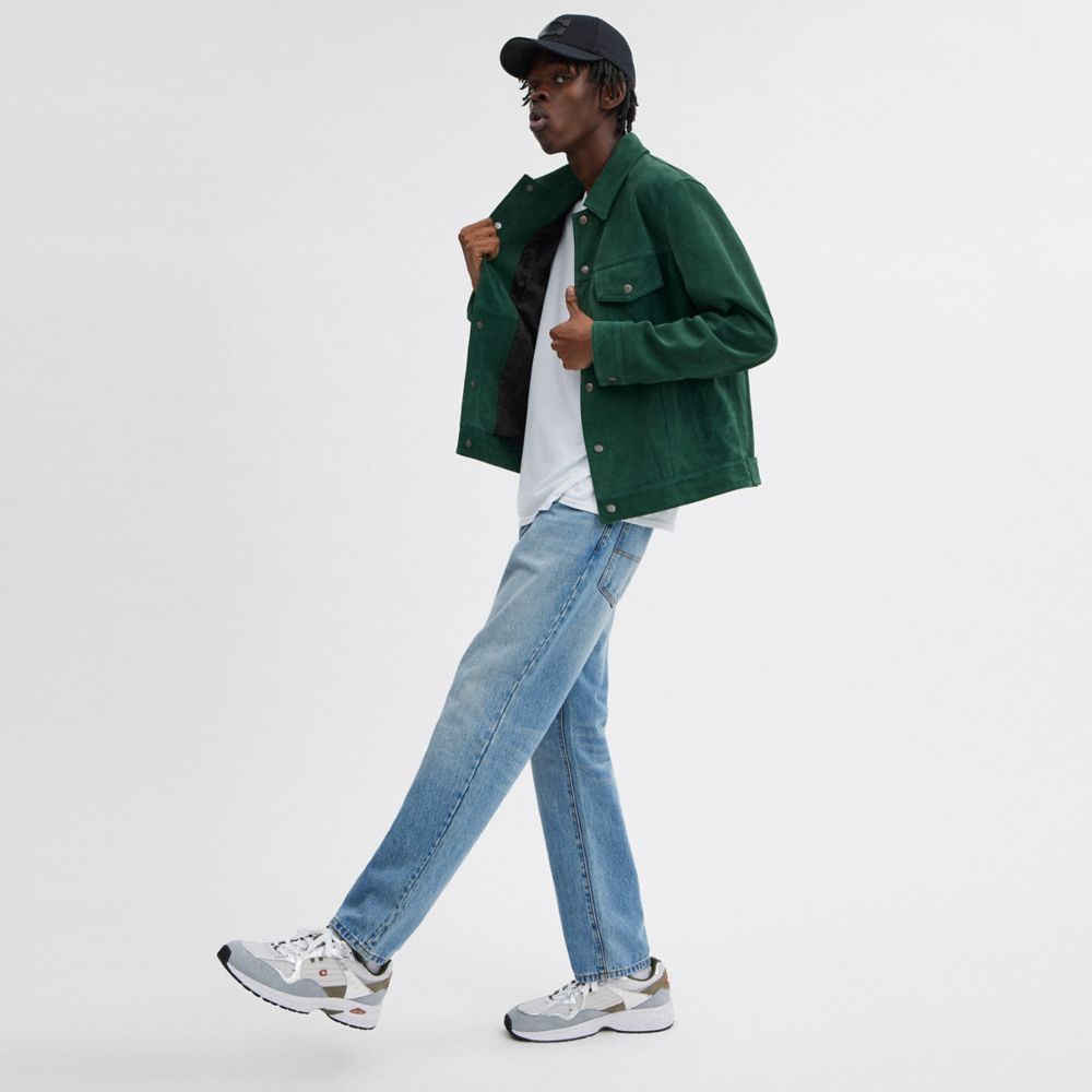 Green Coach Suede Leather Jacket | COH866857