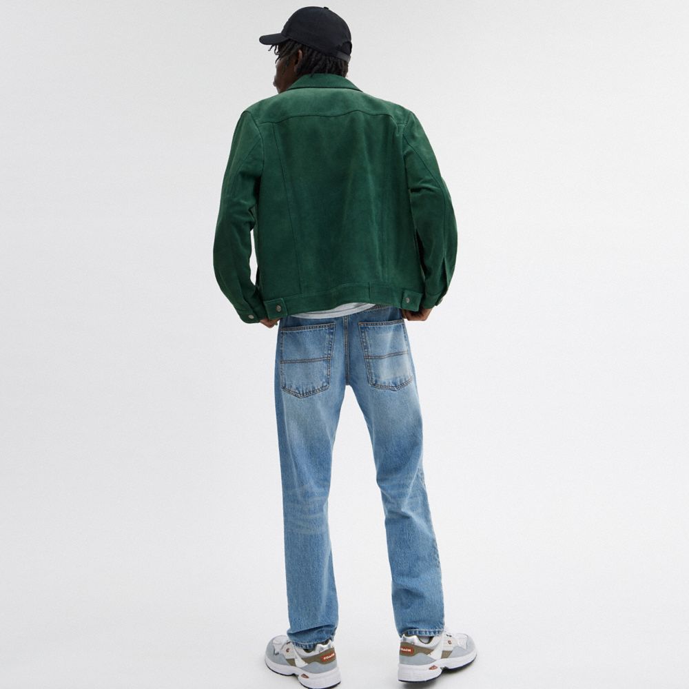 Green Coach Suede Leather Jacket | COH866857