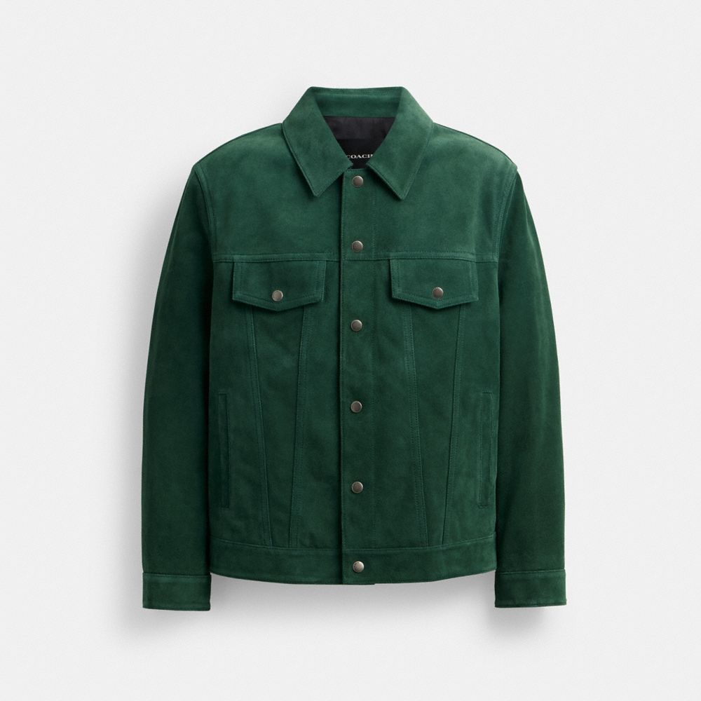 Green Coach Suede Leather Jacket | COH866857