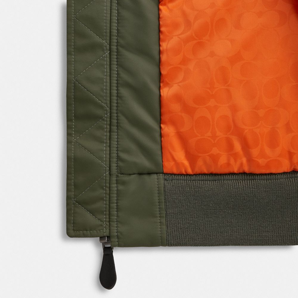 Green Coach Woven Jacket With Leather Collar | COH866862