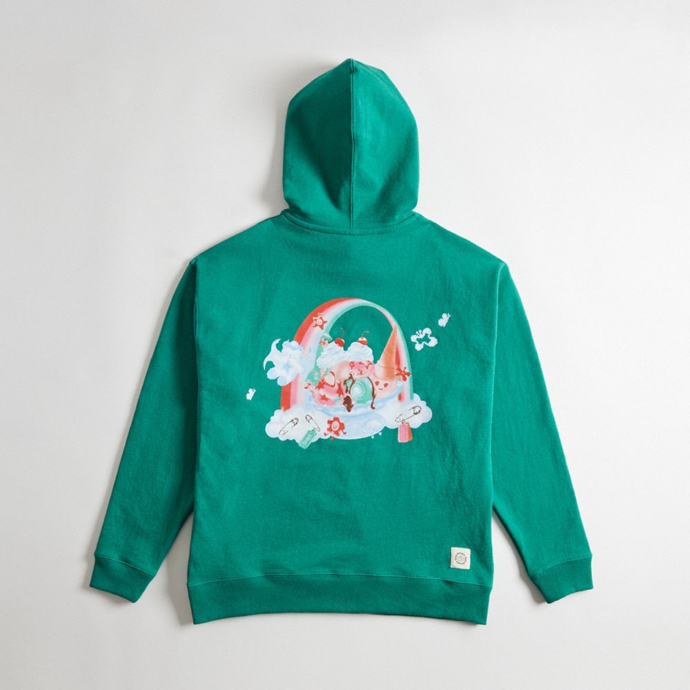 Green Multi Coach Hoodie In 100% Recycled Cotton: This Is Coachtopia | COH865962