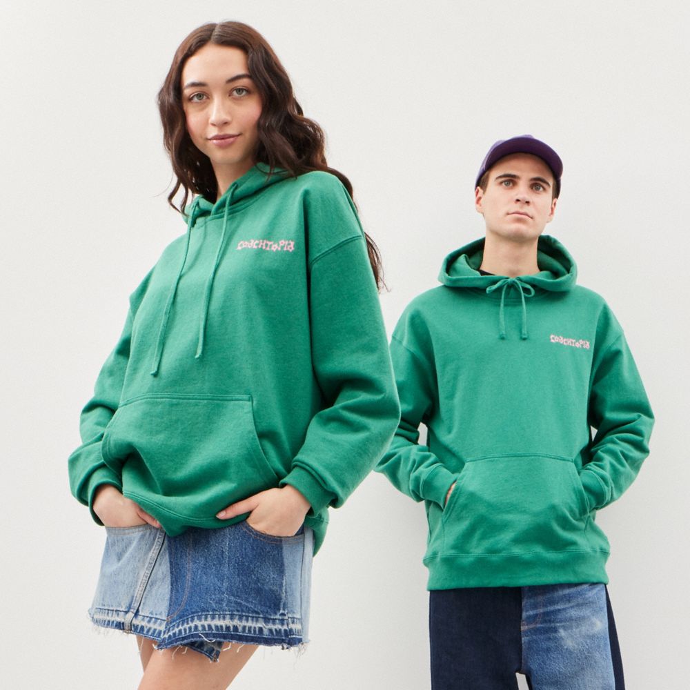 Green Multi Coach Hoodie In 100% Recycled Cotton: This Is Coachtopia | COH866896