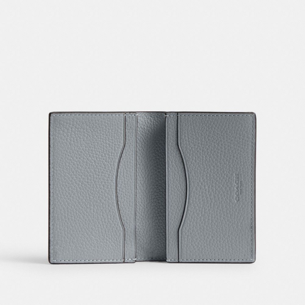 Grey Blue Coach Bifold Card Case | COH866762