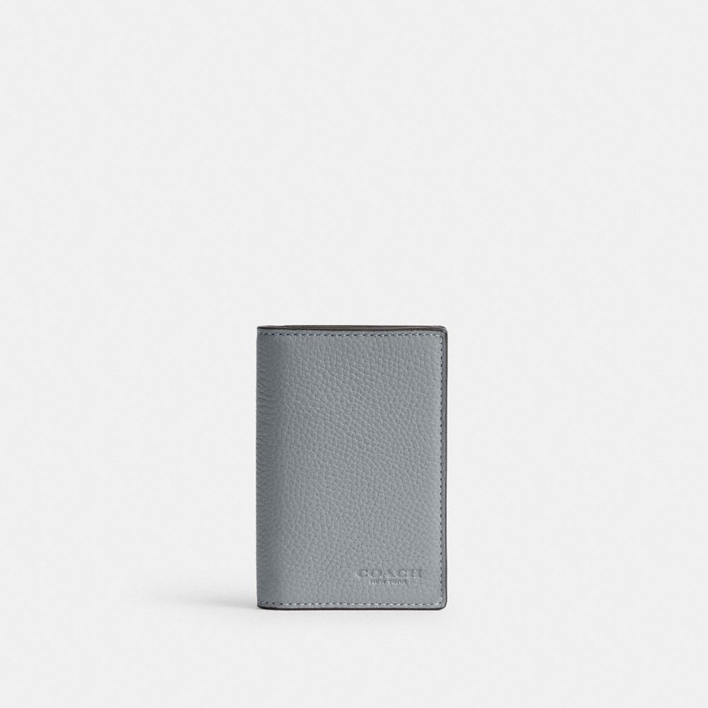 Grey Blue Coach Bifold Card Case | COH866762
