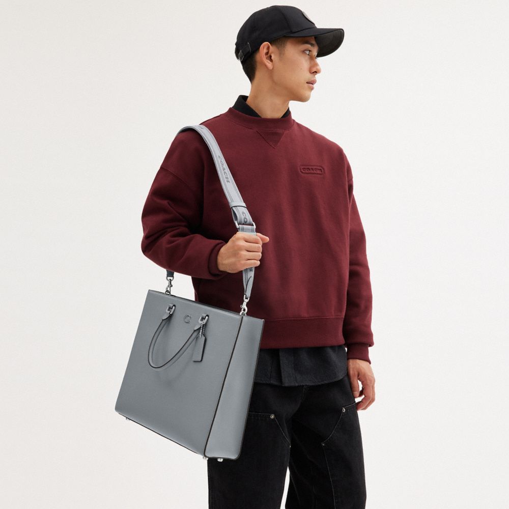 Grey Blue Coach Tote Bag 40 With Signature Canvas | COH866634