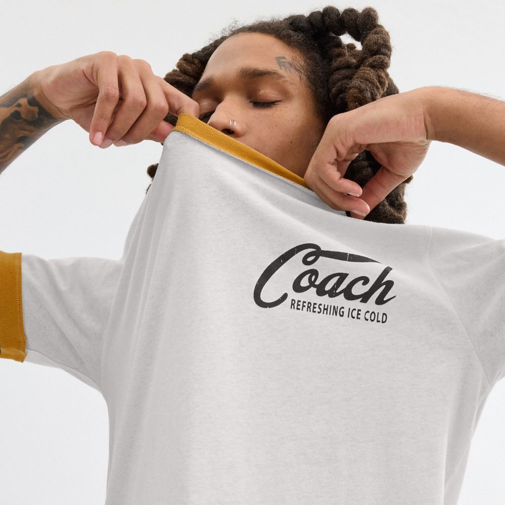 Grey Coach Ringer T Shirt | COH866926