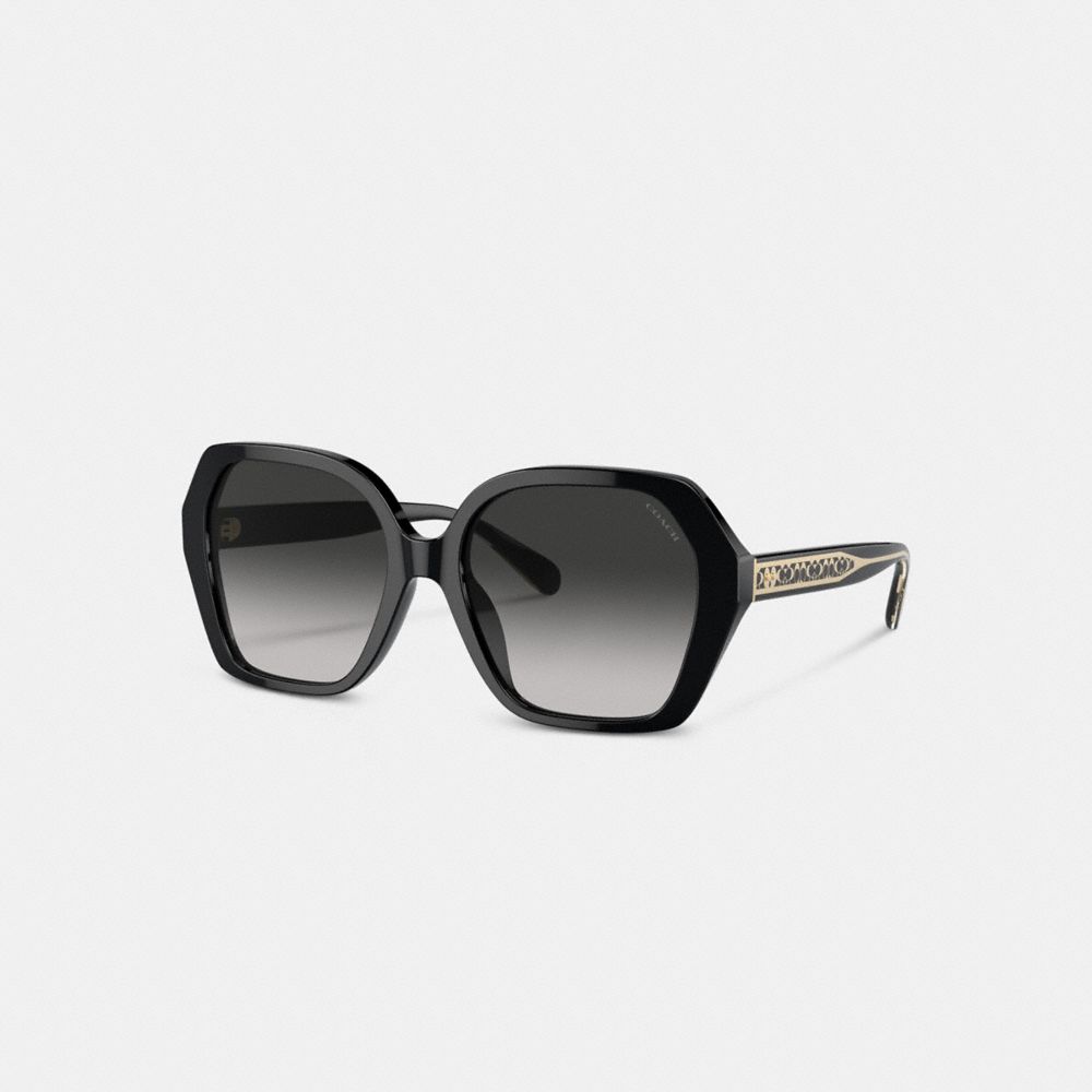 Grey Gradient Coach Signature Ombré Geometric Square Sunglasses | COH866348