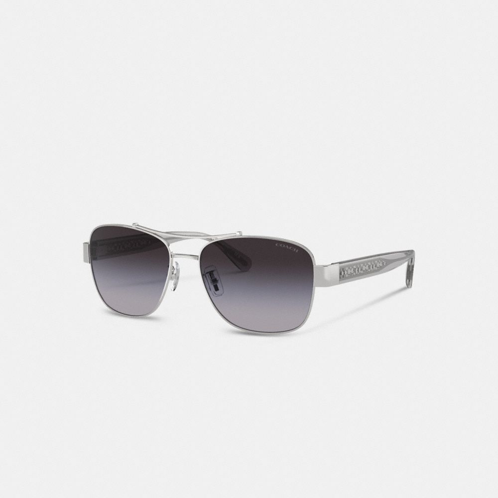 Grey Gradient Coach Signature Ombré Narrow Pilot Sunglasses | COH866346