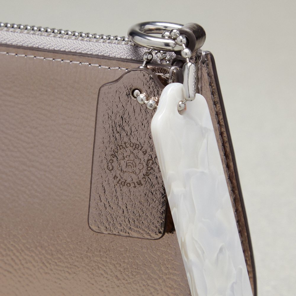 Gunmetal Metallic Coach Wavy Baguette Bag In Metallic Coachtopia Leather | COH864767