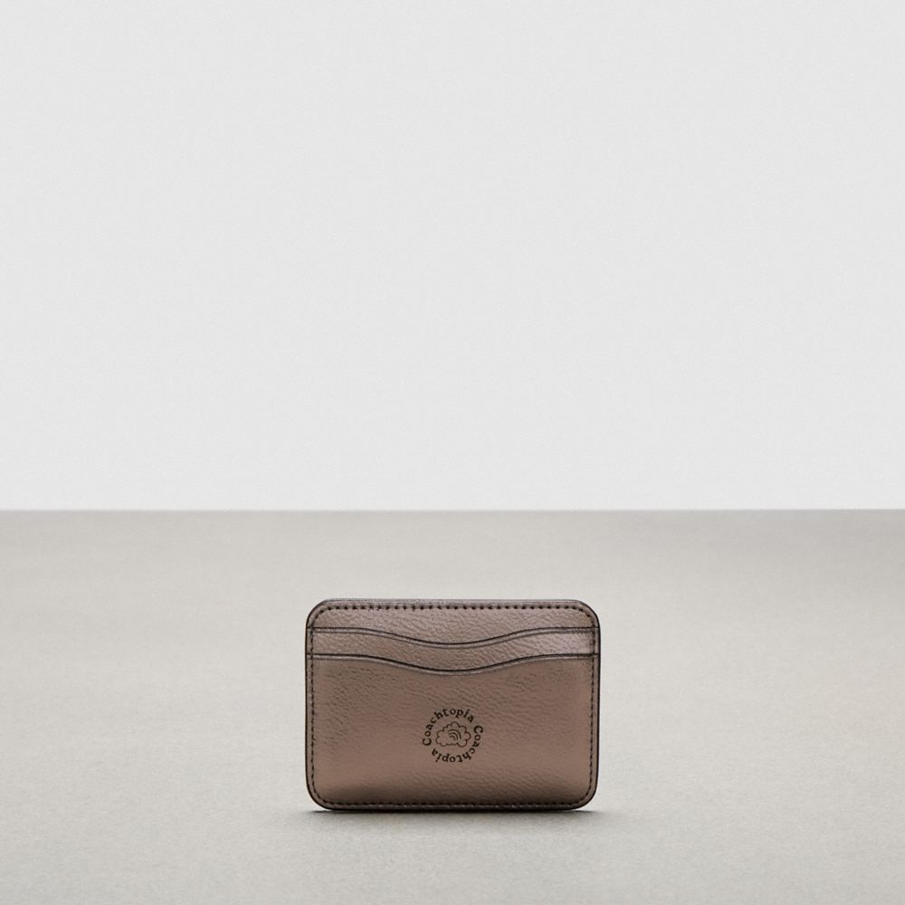 Gunmetal Metallic Coach Wavy Card Case In Metallic Coachtopia Leather | COH865564