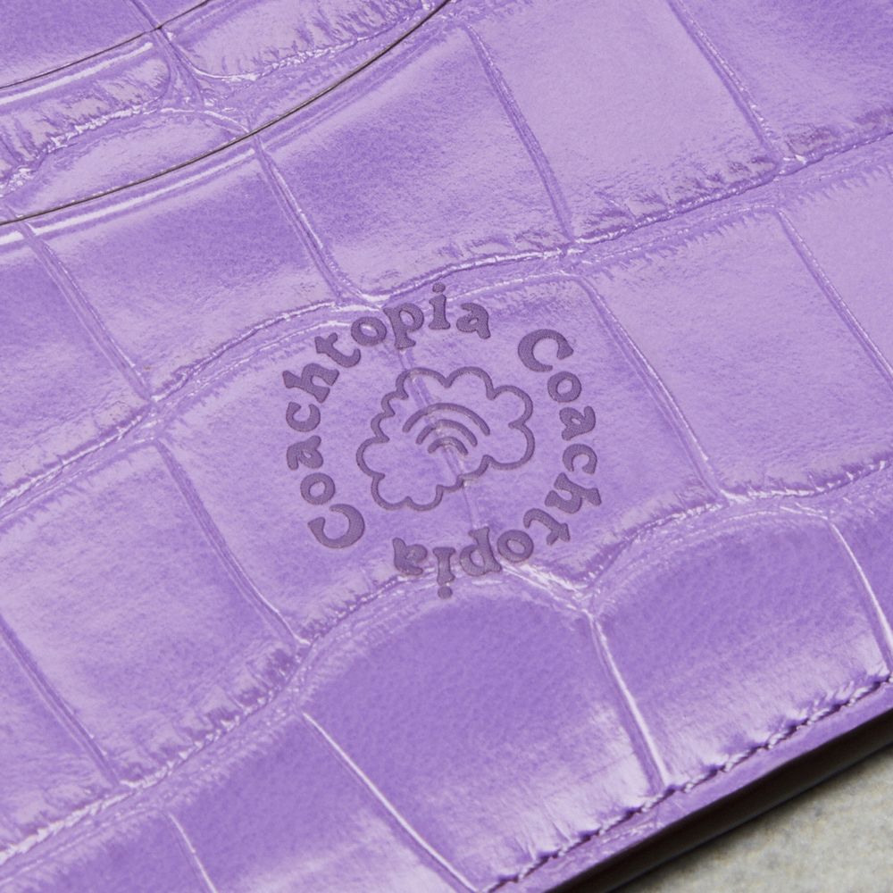 Iris Coach Wavy Card Case In Croc Embossed Coachtopia Leather | COH865543