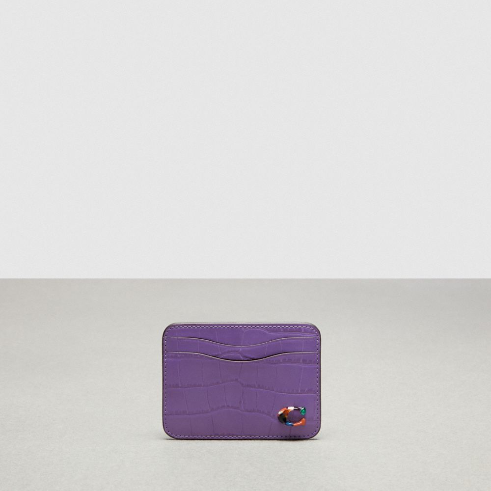 Iris Coach Wavy Card Case In Croc Embossed Coachtopia Leather | COH865543