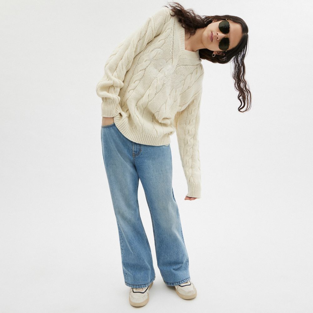 Ivory Coach Signature Sweater In Recycled Wool | COH866886