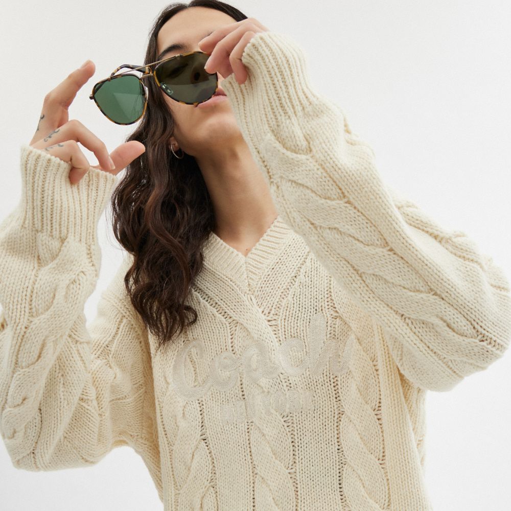 Ivory Coach Signature Sweater In Recycled Wool | COH866886