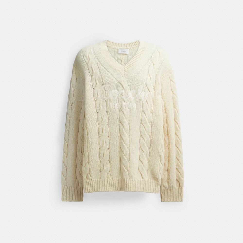 Ivory Coach Signature Sweater In Recycled Wool | COH866886