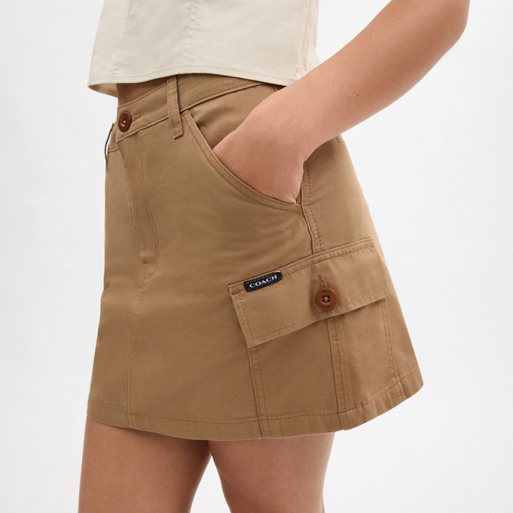 Khaki Coach Cargo Skirt In Organic Cotton | COH866050