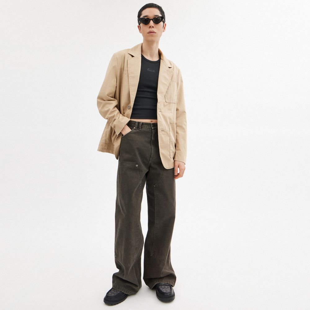 Khaki Coach Regenerative Cotton Casual Lightweight Blazer | COH866867
