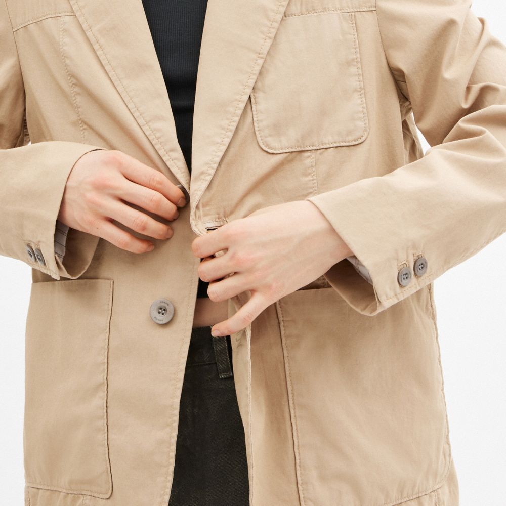Khaki Coach Regenerative Cotton Casual Lightweight Blazer | COH866867