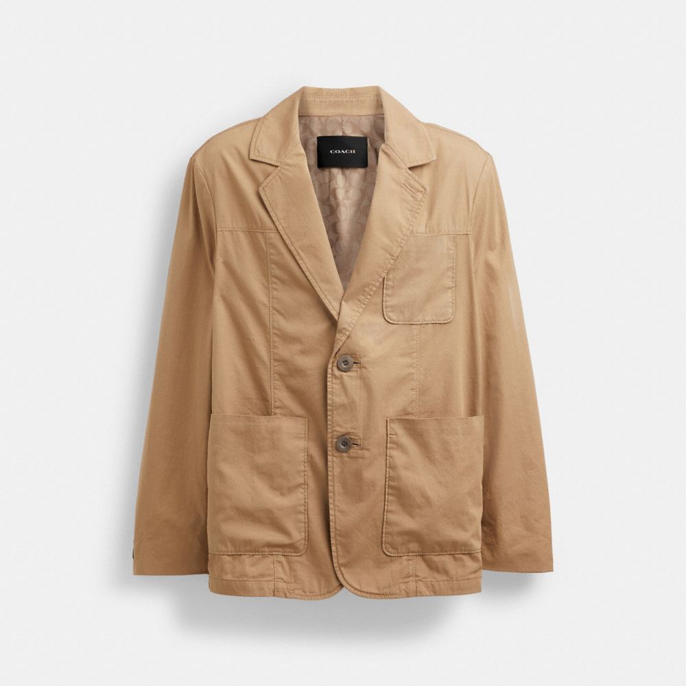 Khaki Coach Regenerative Cotton Casual Lightweight Blazer | COH866867